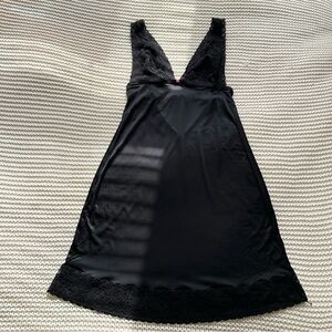 2000's Small Victoria Secret Grat Label Black Sheer Lace Babydoll Slip Dress